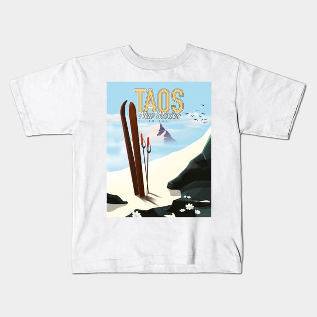 Taos USA ski poster Kids T-Shirt by nickemporium1